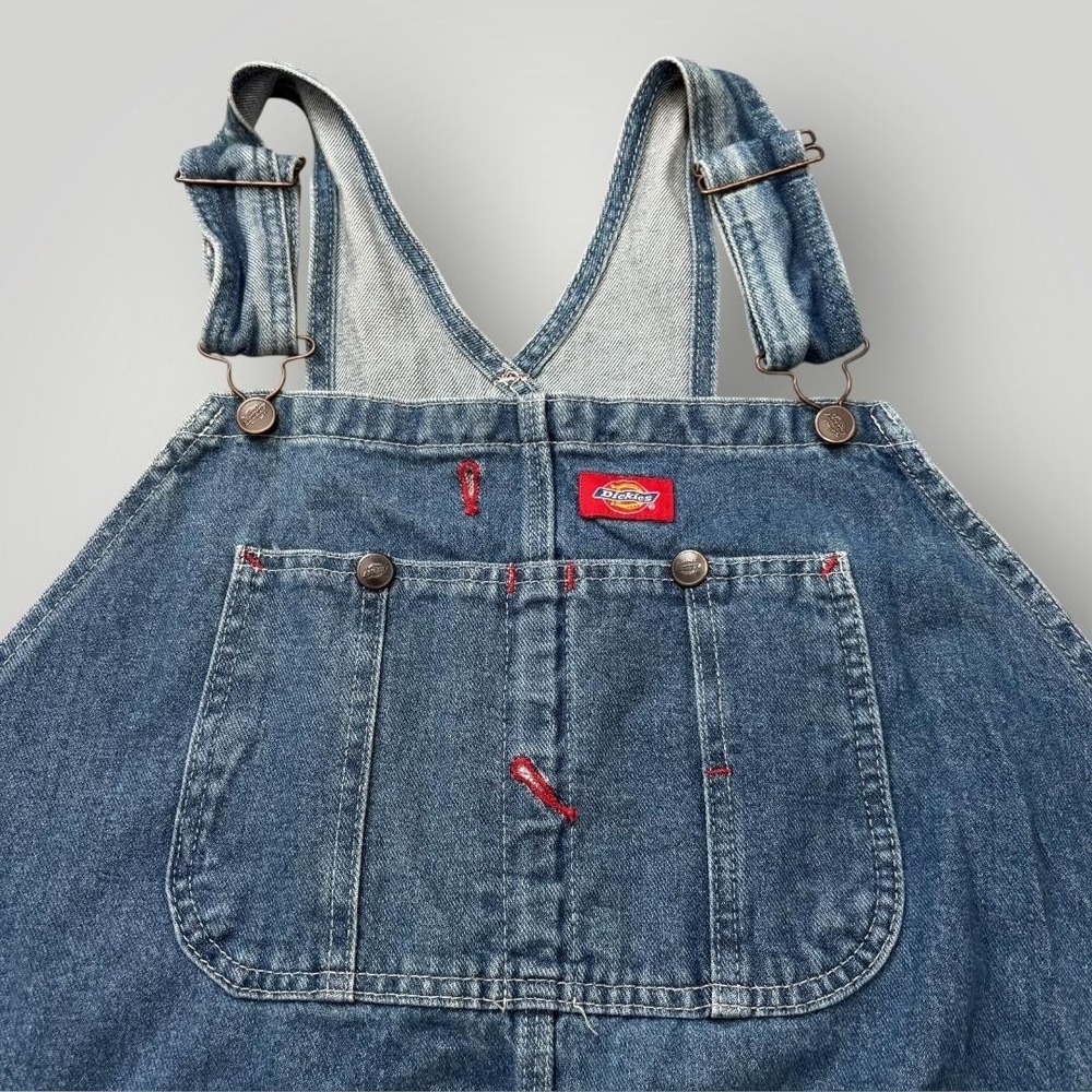 Dickies Overalls Mens 44x30 Blue Denim Bib Relaxed Fit Carpenter Pants Workwear - Picture 8 of 11